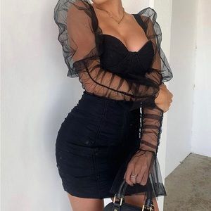 Fashion Nova Ruched Mini Black Dress
